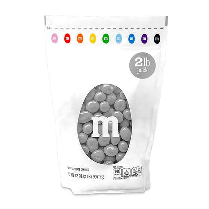 M&M’S WORLD Peanut Silver Chocolate Candy-2lbs of Bulk Candy in Resealable Pack for Candy Buffet,Birthday Parties,Theme Meetings,Candy Bar,Sweet Stuff for DIY Party Favors or Edible Decoration