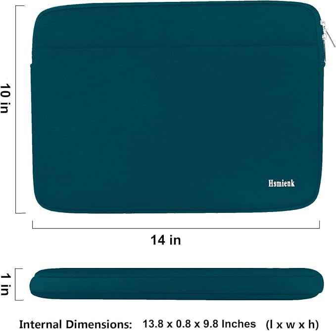Laptop Case 14 inch, Durable Shockproof Protective Notebook Cover Bag with Accessory Pocket, Carrying Laptop Sleeve Compatible for MacBook HP Lenovo Dell Asus Acer, Cyan Color