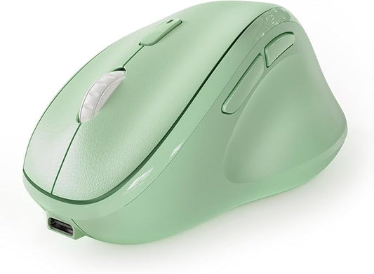 Micropack Ergonomic Vertical Wireless Bluetooth Mouse for Laptop MacBook PC Rechargeable Silent Click 3-Mode Multi-Device 2.4G Adjustable DPI Compatible with Windows Android iOS MacOS Green