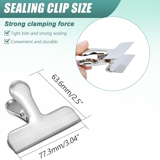 Bag Clips, 20 Pack Stainless Steel Chip Clips for Food, Food Clips Heavy Duty Clamp Clips Kitchen Clips Snack Clips for Office Kitchen Home