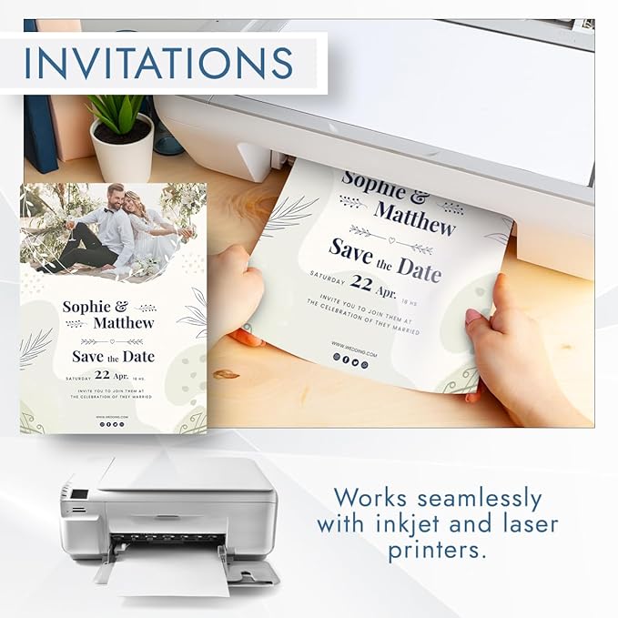 MOS White Cardstock Paper 8.5 x 11 Inch (110 Sheets) — Heavyweight Letter Size Card Stock for Crafting, Invitations, Menus, Business Use, Certificates, Printer Compatible