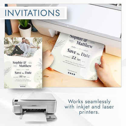MOS White Cardstock Paper 8.5 x 11 Inch (110 Sheets) — Heavyweight Letter Size Card Stock for Crafting, Invitations, Menus, Business Use, Certificates, Printer Compatible