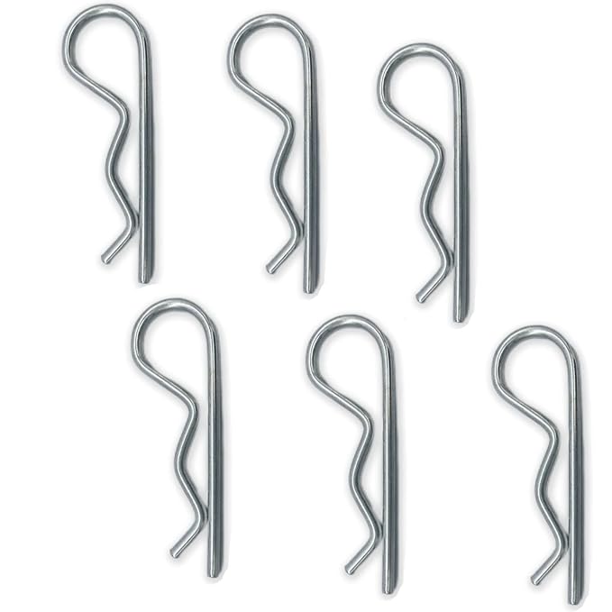 6pcs Heavy Duty Hitch Pin R Clip, Spring Tension, M3.5x75mm - Large, for Trailers & Tractors