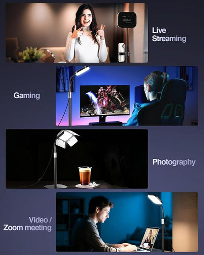 EMART Ring Light for Desk with Flexible Gooseneck, Desktop Zoom Meetings Streaming Key Light for Video Conferencing Calls, Recording Keylight Continuous Output Lighting for Laptop Computer Webcam