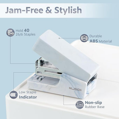 Mini Stapler with 830 Staples, Small Cute Desk Staplers, 25 Sheet Capacity, Fluid Blue