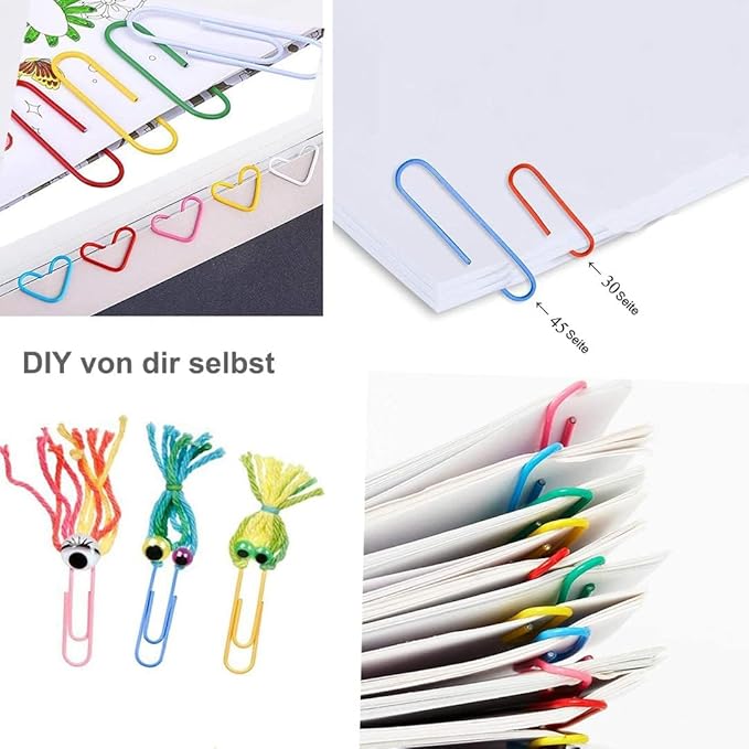 Colored PaperClips Assorted Sizes 400 Pieces, 2"（50mm） Large Paper Clips and 1.3" （33mm） Paper Clips Medium Size, Sturdy Coated PaperClips Smooth for Office School and Personal Use