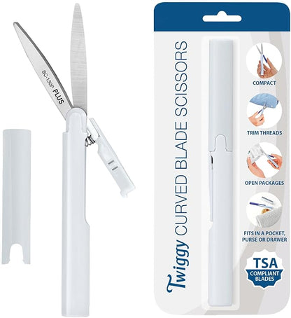Plus Pen Style Compact Twiggy Scissors with Cover, White