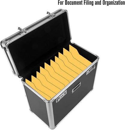 File Organizer Storage Box, Portable Locking Storage Totes - Storage Box with Dual Combination Locks for Filing Office Documents (Black)