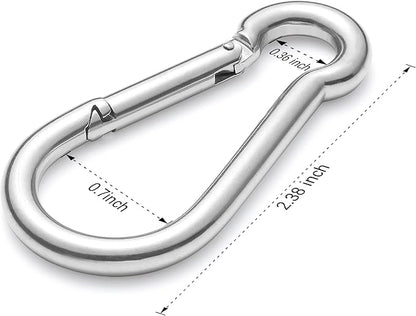 sprookber 316 Stainless Steel Carabiner Clip, Marine Grade Heavy Duty Spring Snap Hook for Outdoor, Boat, Hammock, Set of 5