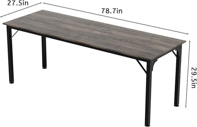 78.7 Inches Extra Long Desk,6.5ft Office Table with Flexible Configuration,Large Computer Table with Adjustable Footpads,Stable Structure,Standing Desk for 2 Person (Grey)