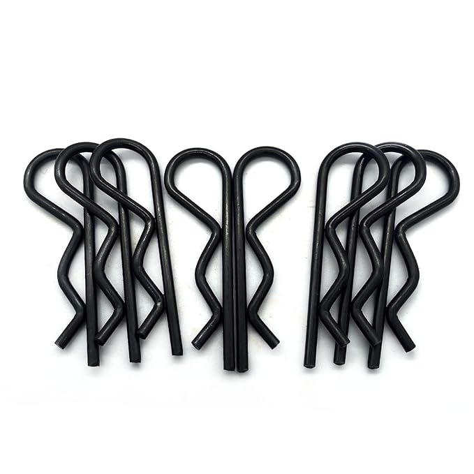 6 Pcs Heavy Duty Hitch Pins Clip R Clips Spring Retaining Wire Hair Pins Cotter Pin Strong Spring Tension Large R Clip Carter Pin Large for Trailer Tractors Mower Cart Truck Black zinc M4*90mm
