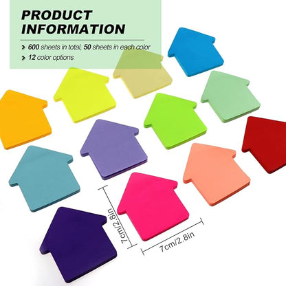 Sticky Notes, Self Sticky Post Notes, Colored Sticky Tabs for Notebooks Bible Study School Office Supplies 2.75 x 2.75 Inch 50 Pieces/Pad 600 Sheet Arrows