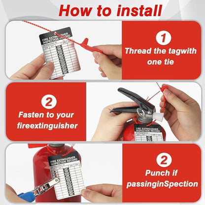 50 Sets 2026–2029 Fire Extinguisher Tags Aluminum Metal Inspection Record Tags 2.2 x 3 Inch with Hole Puncher & Numbered Security Zip Ties for Monthly Fire Extinguisher Inspection Indoor Outdoor