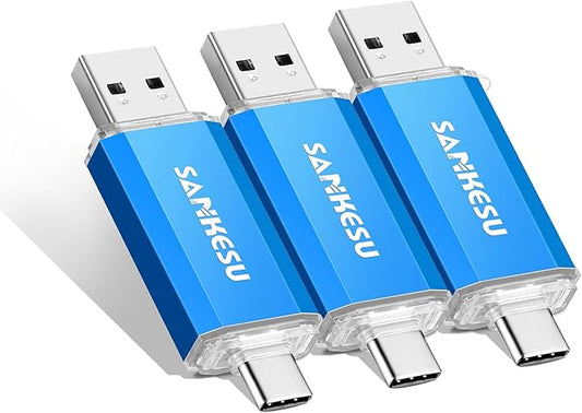 64GB 3 Pack 2-in-1 USB C Flash Drive Type-A+Type-C 3.1 Dual Drive OTG,Speed Up to 120MB/s USB C Storage Flash Drive Compatible with iPhone 16/15, Android Smartphone/Tablets/Computers