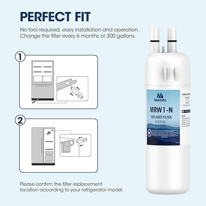 MARRIOTTO EDR1RXD1 Refrigerator Water Filter Compatible with W10295370A, WHR1RXD1, KAD1RXD1, Filter 1, W10295370, P4RFWB, P8RFWB2L, 46-9930, 46-9081 and W10311524 Air Filter (3+3)