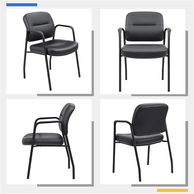 JUMMICO Office Guest Chair Reception Chair for Office Reception Lobby PU Leather Waiting Room Chair with Armrests Executive Office Chair Upholstered Set of 2