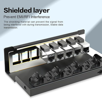 8Port Patch Panel CAT6A Keystone Patch Panel Shielded Network Patch Patch with Smart Cable Management for Home/Office Network (1U 8Port, CAT6A)