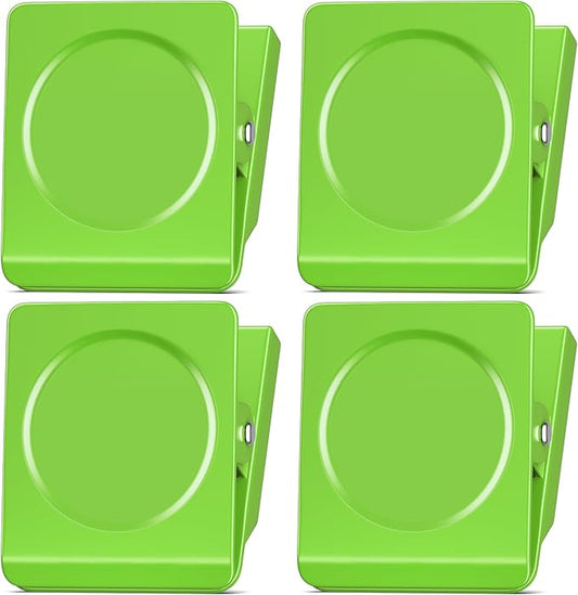 FINDMAG Extra Strong Magnetic Clips, Heavy Duty, Super Large, 4 Pack, Green