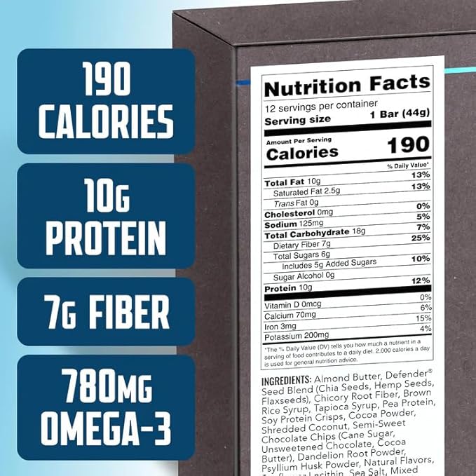 Defender Vegan Protein Bar, Variety Pack, Plant Based Snack Breakfast Bars, Psyllium Husk, Dandelion Root, High Fiber, Non GMO, Kosher, No Stevia & Sugar Alcohols, 9 Bars, Holiday Gift Item, Stocking Stuffer