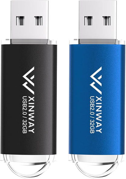 32GB USB 2.0 Flash Drives Thumb Drives Memory Stick Jump Drive Zip Drive, 2 Pack Mixed Colors: Black Blue