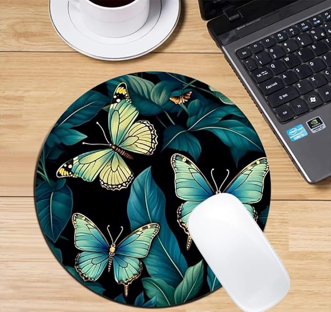 Butterfly Mouse Pad Round Non-Slip Rubber Mousepad Laptop Office Computer Decor Cute Desk Accessories Customized Design Mouse Pad