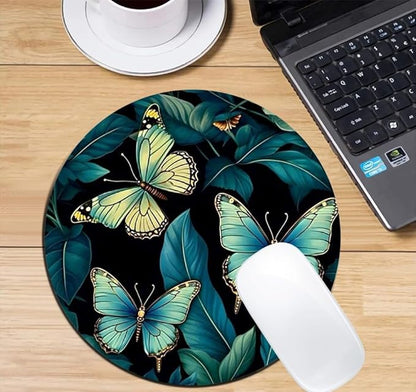 Butterfly Mouse Pad Round Non-Slip Rubber Mousepad Laptop Office Computer Decor Cute Desk Accessories Customized Design Mouse Pad