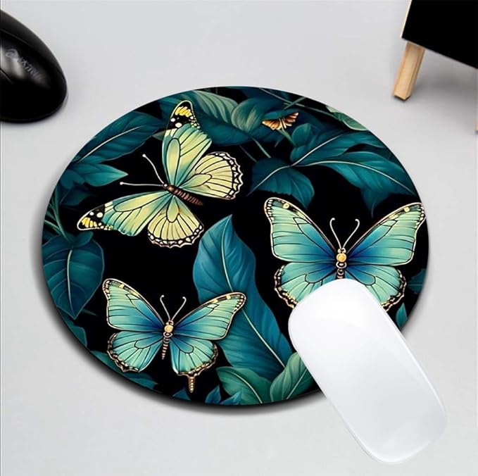 Butterfly Mouse Pad Round Non-Slip Rubber Mousepad Laptop Office Computer Decor Cute Desk Accessories Customized Design Mouse Pad