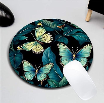 Butterfly Mouse Pad Round Non-Slip Rubber Mousepad Laptop Office Computer Decor Cute Desk Accessories Customized Design Mouse Pad