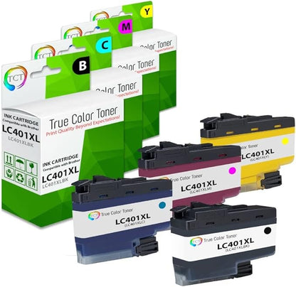 TCT Ink Cartridge 4 Pack - Compatible Replacement for Brother LC401XL Series, High Yield, Works with Brother MFC-J1010 J1012 J1170, Includes LC401XLBK LC401XLC LC401XLM LC401XLY