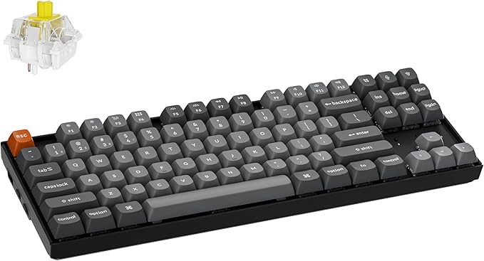 Keychron K8 Max Wireless Mechanical Gaming Keyboard, TKL Layout QMK 2.4 GHz/Bluetooth 5.1/Wired Tri-Mode Connection, RGB with Keychron Super Banana Switch Compatible with Mac Windows Linux