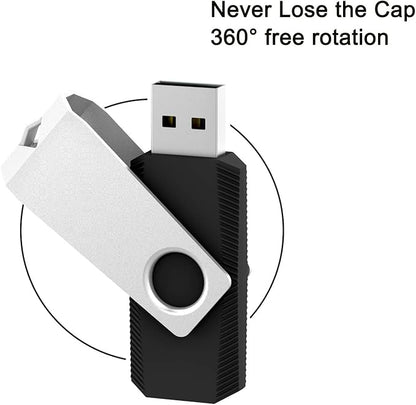 20Pack 1GB USB Flash Drive 2.0 Stick, TOPESEL Bulk Thumb Drive Swivel 1GB Pen Drive Jump Drive for Data Storage (20Pack Black)