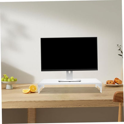 Mipcase Acrylic Monitor Stand Riser with Legs White Computer Lifting Rack for Desk Posture Improvement Neck Shoulder Relief Home Office Use