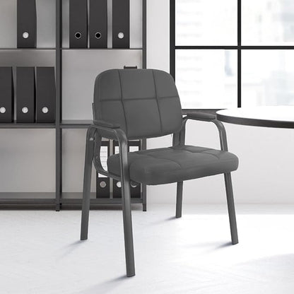 CLATINA Waiting Room Guest Chair with Bonded Leather Padded Arm Rest for Office Reception and Conference Desk(Grey 8 Pack)