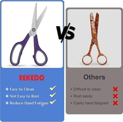 6 Pack All Purpose Scissors, 8.3" Stainless Steel Scissor With Ergonomic Soft-Grip Handles, Sharp Blades Scissors for Office, School, Kitchen, Crafts, Sewing, Left and Right Hand Use (6 Colors)