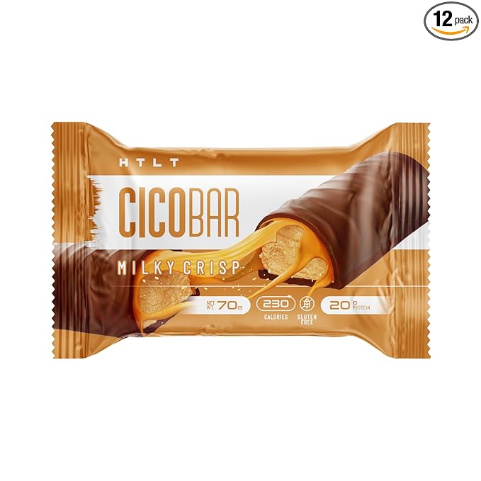 CICOBAR by HTLT | Soft & Delicious Protein Bars | 20g of Plant-Based Protein and only 230 Calories per Serving | High-Protein Snacks for Adults | 12-Pack, (Milky Crisp)