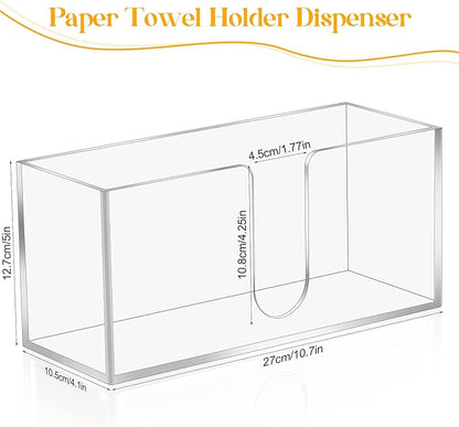 Acrylic Countertop Paper Towel Dispenser, Clear Trifold Napkin Holder, Suitable for Z-fold, C-fold or MultiFold Trifold Paper Towels for Bathroom and Kitchen