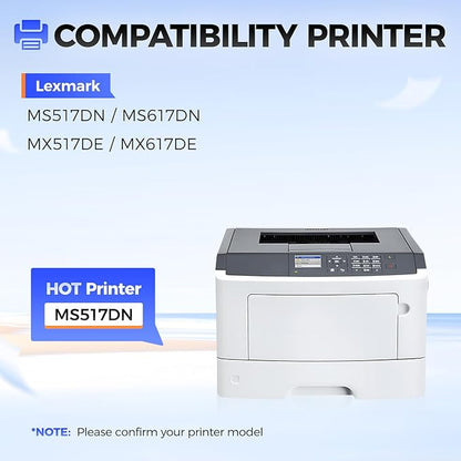 51B1X00 Black Toner Cartridge (with Chip) Extra High Yield Replacement for Lexmark 51B1H00 51B1000 Toner Cartridge Compatible with MS517dn MX517de MS617dn MX617de Laser Printer ( 1-Pack 20,000 Pages)