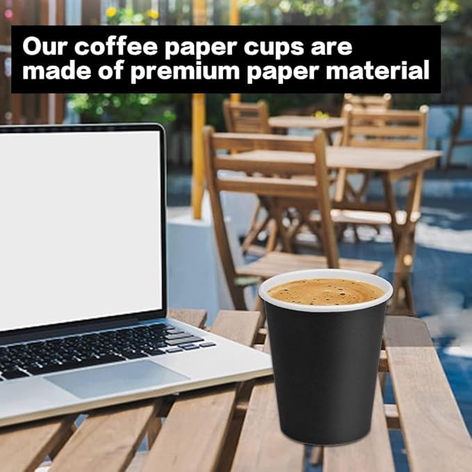 Paper Cups 8 oz 70 Pack, Disposable Paper Coffee Cups Disposable Cups for Hot or Cold Beverage Drinking for Halloween, Party, Picnic, BBQ, Travel, and Event -Black