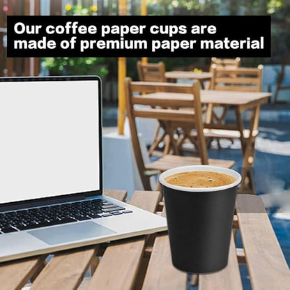 Paper Cups 8 oz 70 Pack, Disposable Paper Coffee Cups Disposable Cups for Hot or Cold Beverage Drinking for Halloween, Party, Picnic, BBQ, Travel, and Event -Black
