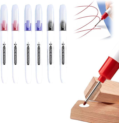 5PCS Long Head Deep Hole Marker Pens, 20mm Deep Reach Markers, Waterproof Construction Markers Marking Tool, Long Nose Marker, Permanent Markers Carpenter Ink Marker Pens, Metal Marking Pen (Mix6PCB)