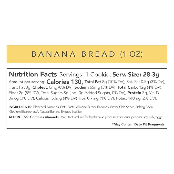 Love + Chew Superfood Soft Baked MINI Cookies, Banana Bread Flavor, Plant Based Cookie Made With Almonds, Chia Seeds, & Bananas for Kids and Adults, Vegan Snacks, Gluten Free, Paleo, Non GMO, 18 Pack
