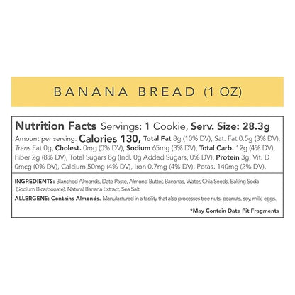 Love + Chew Superfood Soft Baked MINI Cookies, Banana Bread Flavor, Plant Based Cookie Made With Almonds, Chia Seeds, & Bananas for Kids and Adults, Vegan Snacks, Gluten Free, Paleo, Non GMO, 18 Pack
