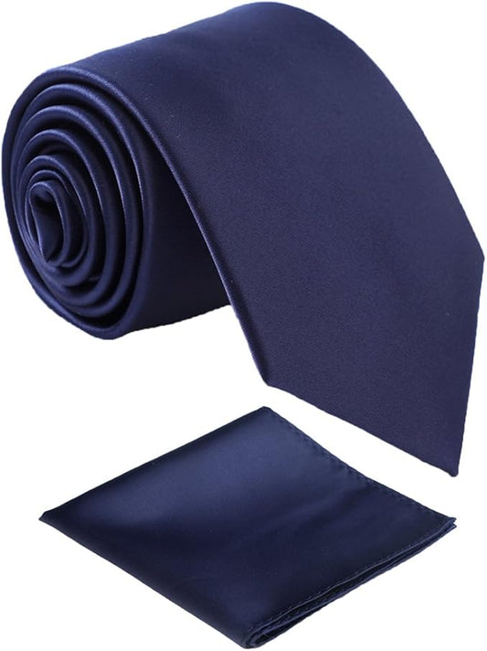 Mens Solid Satin Mens Tie With Hanky,Handmade Neckties For Men