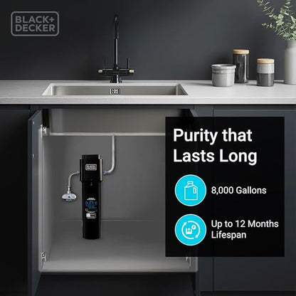 BLACK+DECKER Undersink Water Filter 10’’ | Reduces CHLORAMINE,Chlorine, Lead, PFAS, Bad Taste, Odor | Under Counter Water Filter Direct Connect to Kitchen Faucet | NSF/ANSI 42 Certified | 1 year