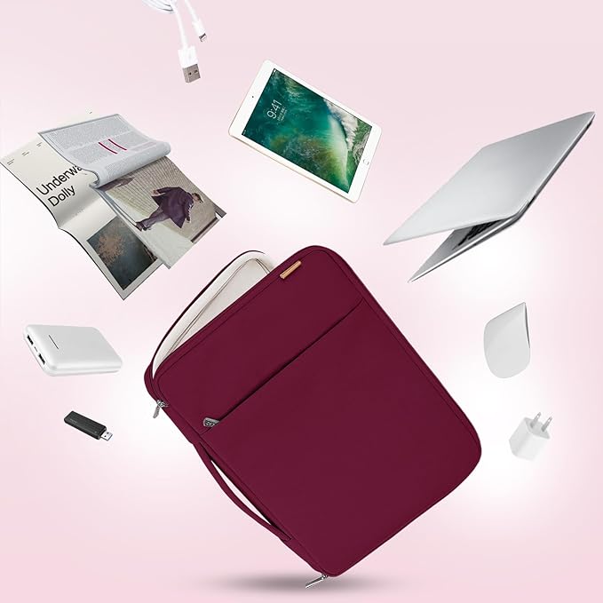 DOMISO 17.3 inch Laptop Sleeve Case Water Resistant Shockproof Protective Computer Bag for 17.3" Notebook/HP Pavilion Envy 17/IdeaPad/LG Gram/MSI with Accesory Bag,Wine