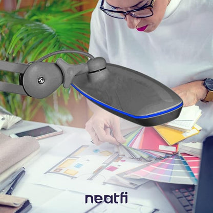 Neatfi XL LED Desk Lamp with Clamp – 2,200 Lumens, 23” Wide, Dimmable Task Light for Office, Study, Crafting & Nail Techs (Non-CCT with Clamp, Silver)