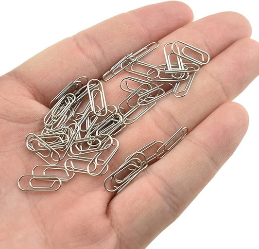 HAHIYO Paper Clips Sturdy 0.59 inches Length 50 Pack Mini Paperclips Heavy Duty Tight Grip Rust Proof Reusable Metal Bright Silver for Home Office School