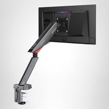 MSI MPG MT161R - Premium RGB Single Monitor Stand Arm, Supports 17-45" Screens and 35.2 lbs, VESA Compatible, Adjustable Spring Assisted Mount, Clamp & Grommet, Quick Release Plate - Black