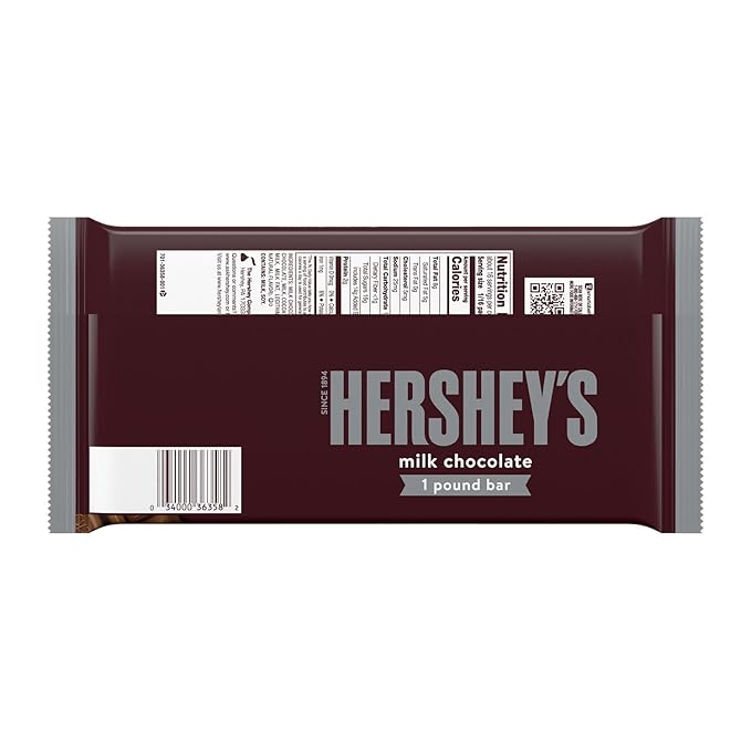 HERSHEY'S Milk Chocolate Candy Gift Bar, 1 lb (Pack of 2)