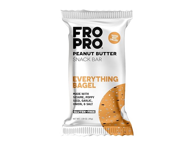 FROPRO Snack Bars - Plant Based Protein Bars, All-Natural, Gluten, Dairy, & Soy Free, High Protein Bars with Low Calories | Everything Bagel, 12 Pack